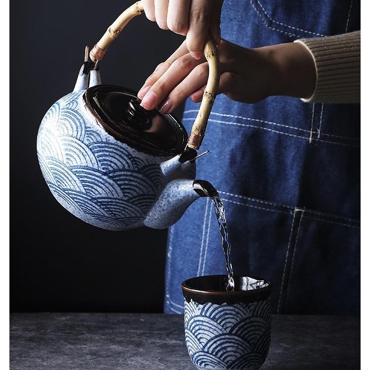 Seigaiha Japanese Blue Wave Teapot