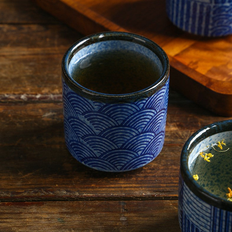 Seigaiha Ceramic Japanese Tea Cup
