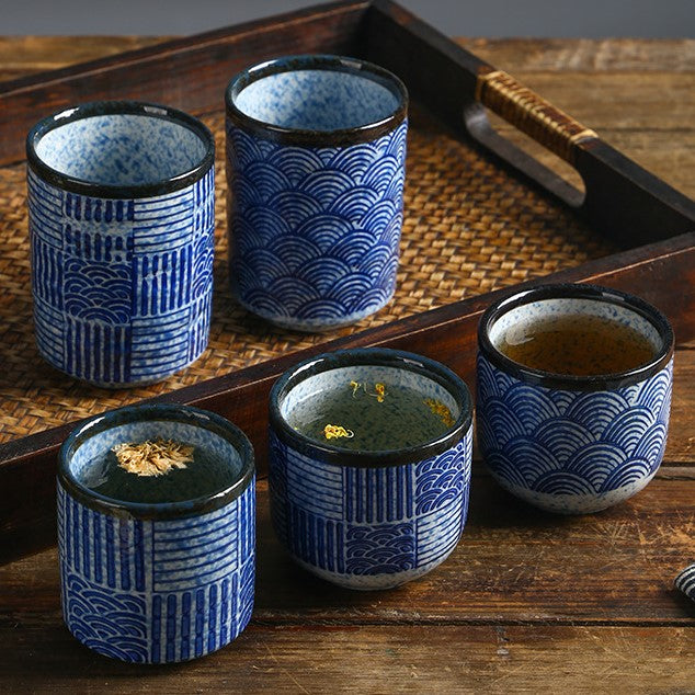 Seigaiha Ceramic Japanese Tea Cup