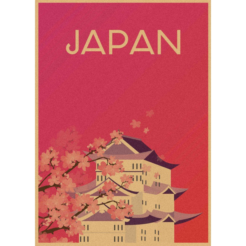 Vintage Travel Japan Poster [Sakura Castle]