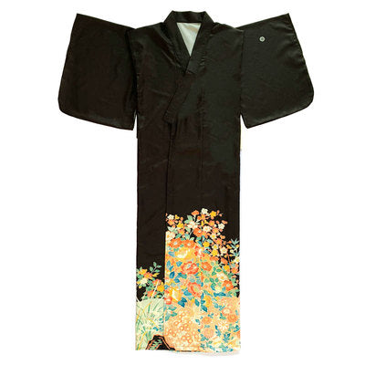 Women Black Blossom Yukata Robe