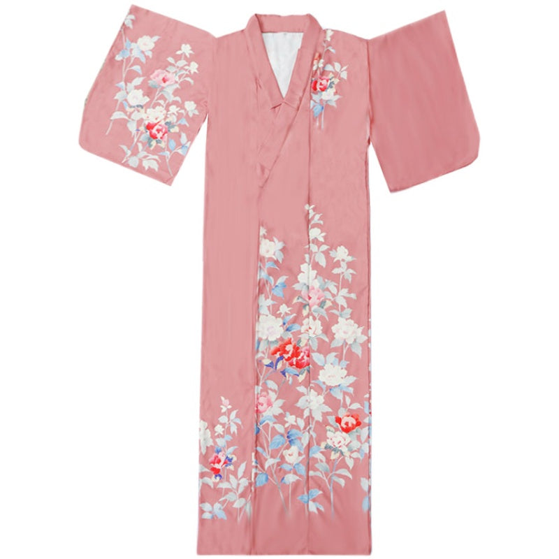 Women Pink Blossom Yukata Robe