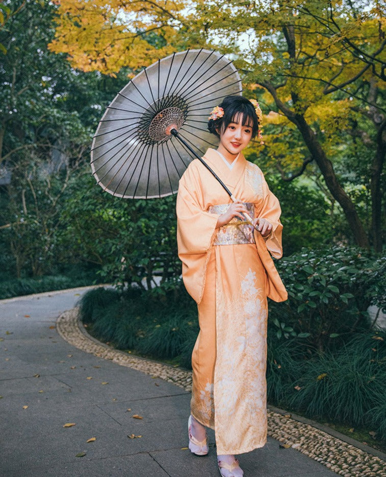 Women Yellow Blossom Yukata Robe